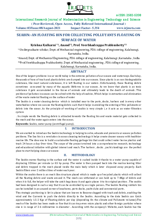 (PDF) SEABINAN FLOATING BIN FOR COLLECTING POLLUTANTS FLOATING ON