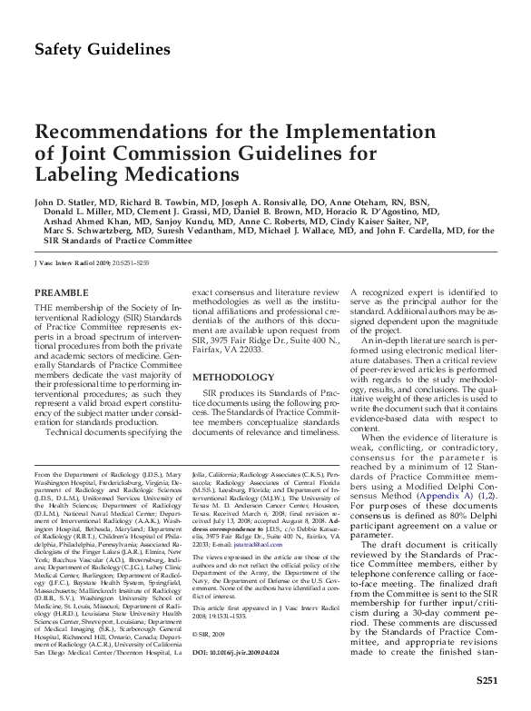 (PDF) for the Implementation of Joint Commission Guidelines for Labeling