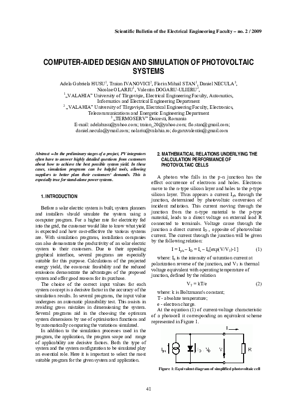 (PDF) Computer-Aided Design and Simulation of Photovoltaic Systems