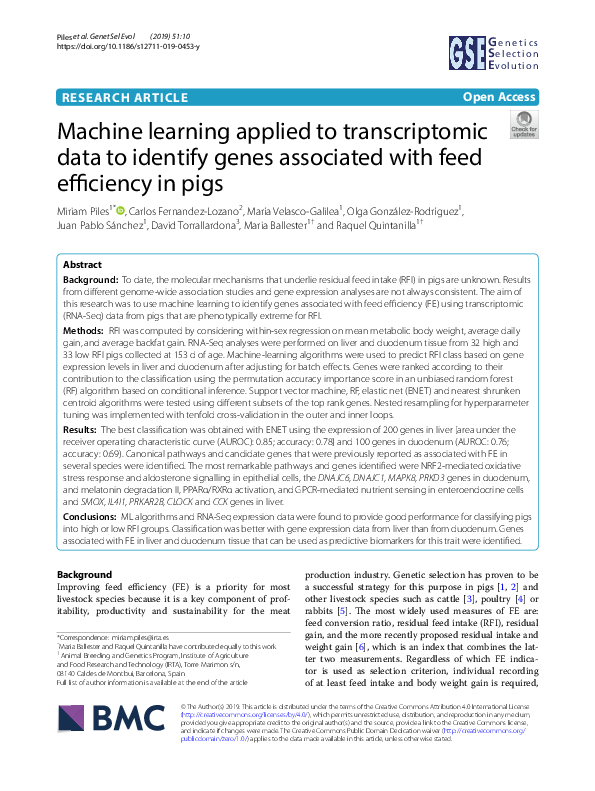 (PDF) Machine learning applied to transcriptomic data to identify genes ...