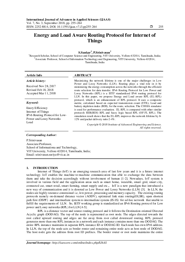 (PDF) Energy and Load Aware Routing Protocol for Internet of Things