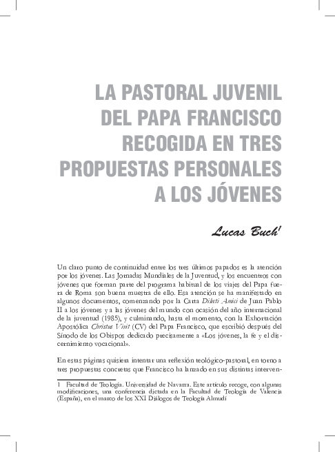 (PDF) La pastoral juvenil del papa Francisco recogida en tres ...