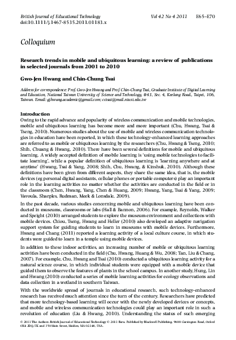 (PDF) Research trends in mobile and ubiquitous learning: a review of ...