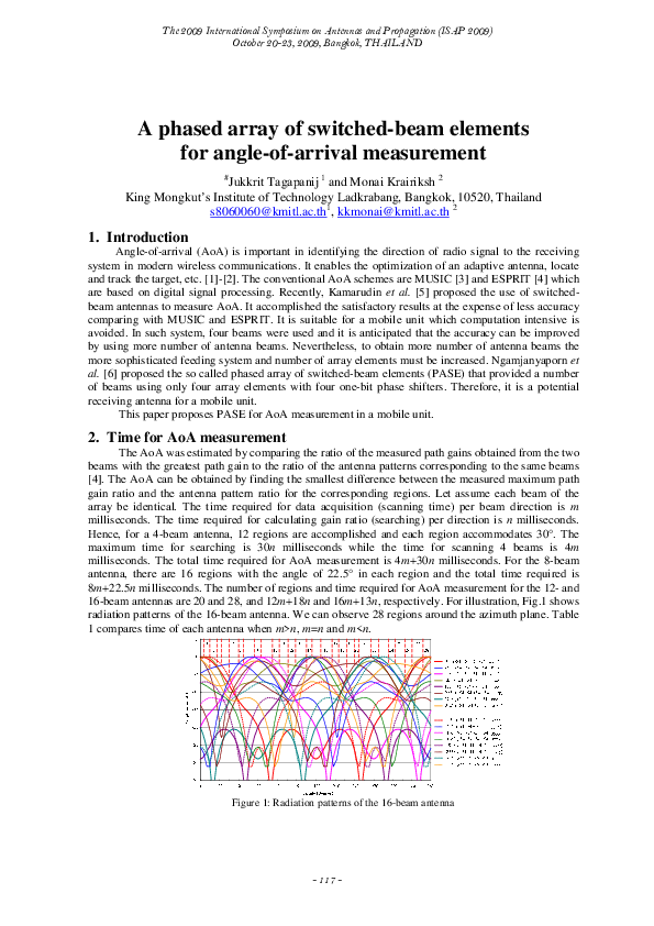 (PDF) A phased array of switched-beam elements for angle-of-arrival ...