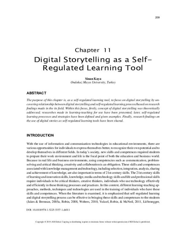 (PDF) Digital Storytelling as a Self-Regulated Learning Tool
