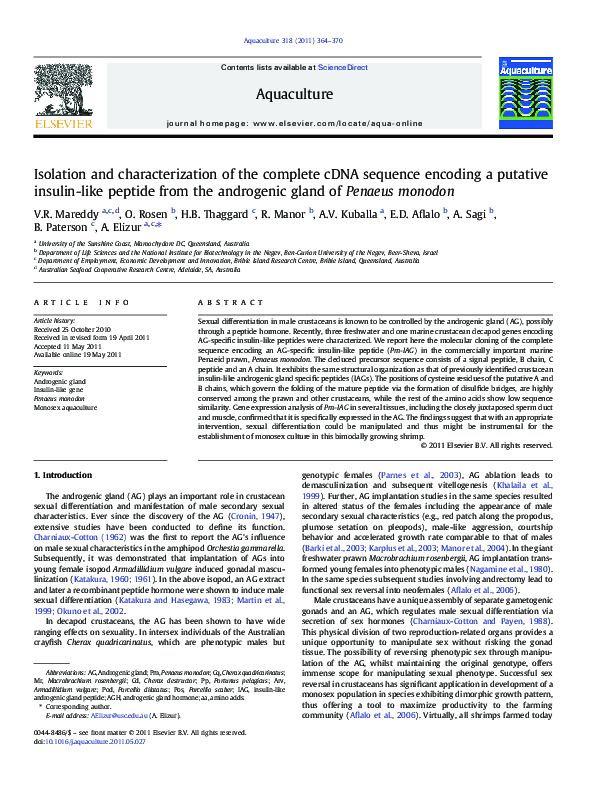 (PDF) Isolation and characterization of the complete cDNA sequence ...