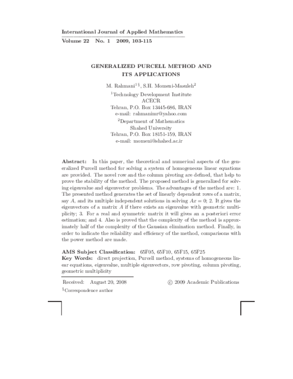 (PDF) Generalized Purcell method and its applications