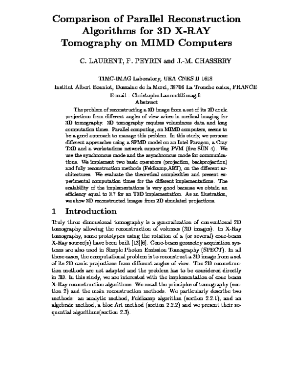 (PDF) Comparison of Parallel Reconstruction Algorithms for 3D X-RAY ...