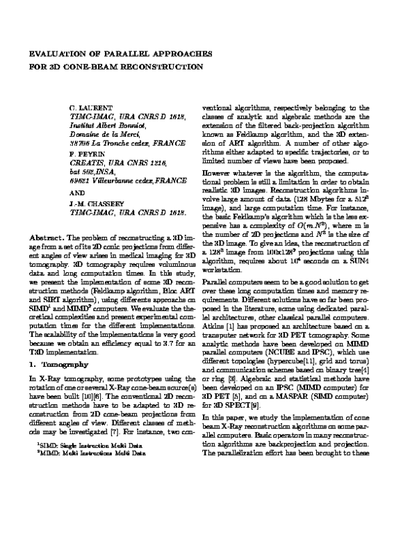 (PDF) Evaluation of Parallel Approaches for 3D Cone-Beam Reconstruction