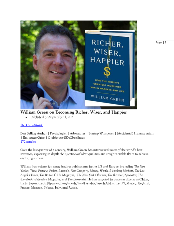 (PDF) William Green on Becoming Richer, Wiser and Happier