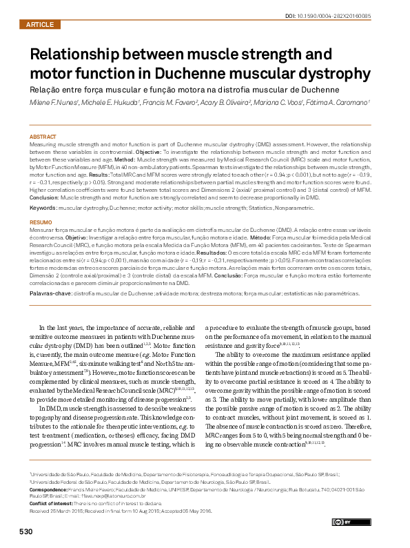 (PDF) Relationship between muscle strength and motor function in ...