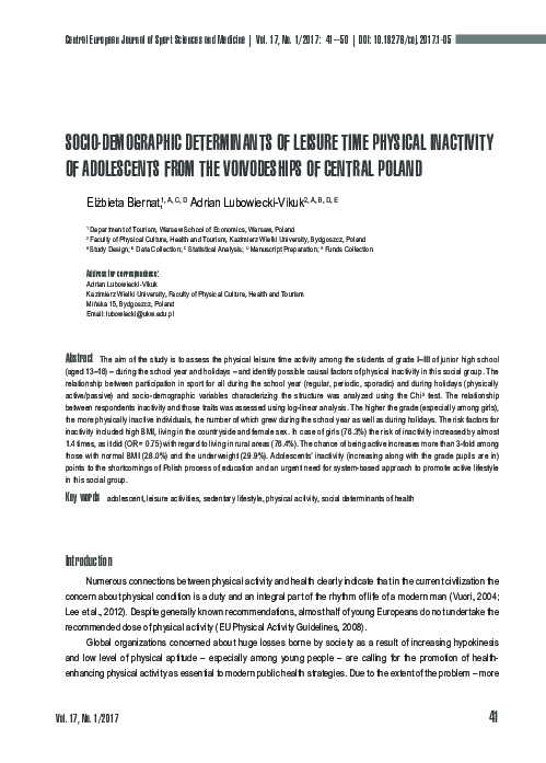 (PDF) Socio-Demographic Determinants of Leisure Time Physical ...