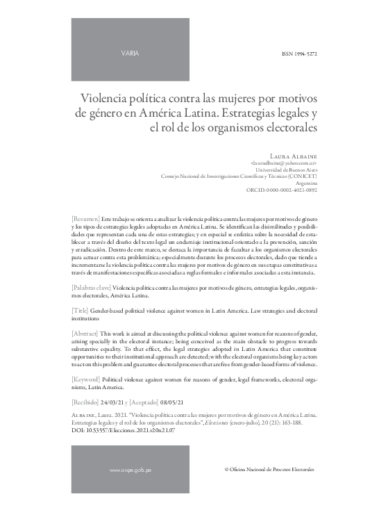 (PDF) Violencia política contra las mujeres por motivos de género en ...