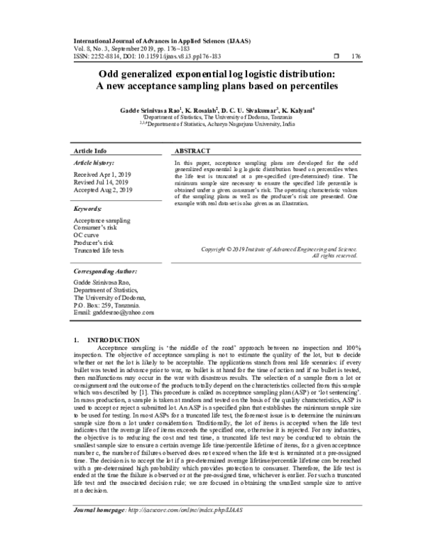 (PDF) Odd generalized exponential log logistic distribution: A new ...