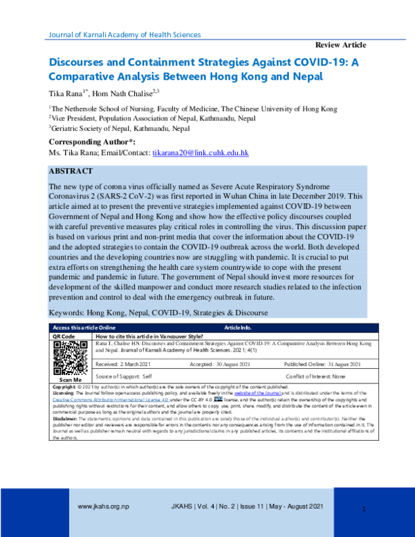 (PDF) Discourses and Containment Strategies Against COVID-19: A ...
