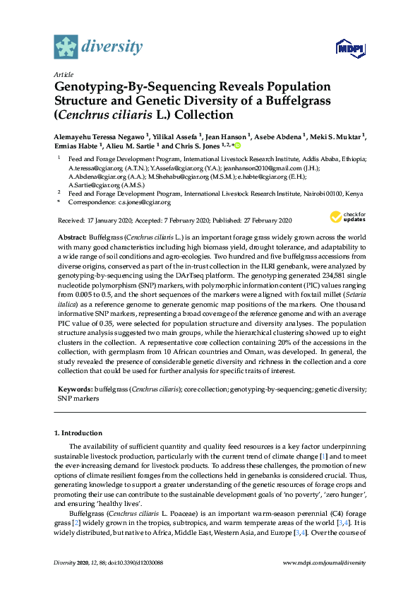(PDF) Genotyping-By-Sequencing Reveals Population Structure and Genetic ...