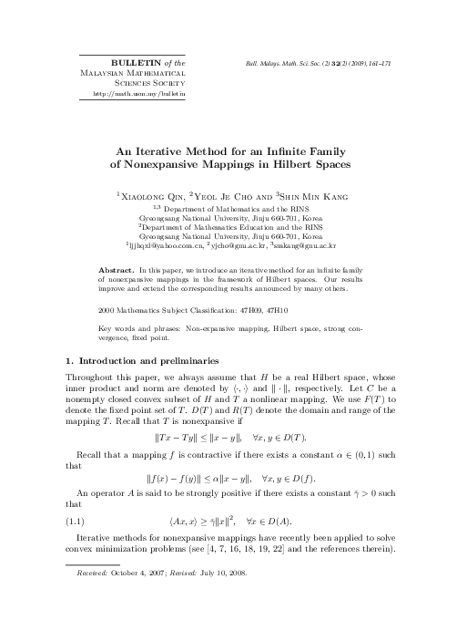 (PDF) An iterative method for an infinite family of nonexpansive ...