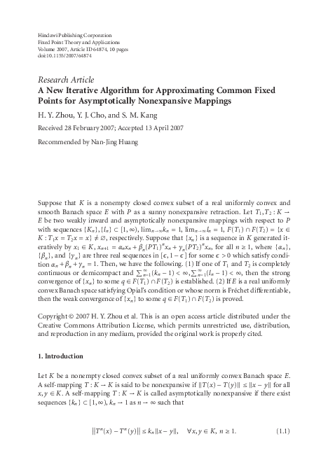 (PDF) A New Iterative Algorithm for Approximating Common Fixed Points ...
