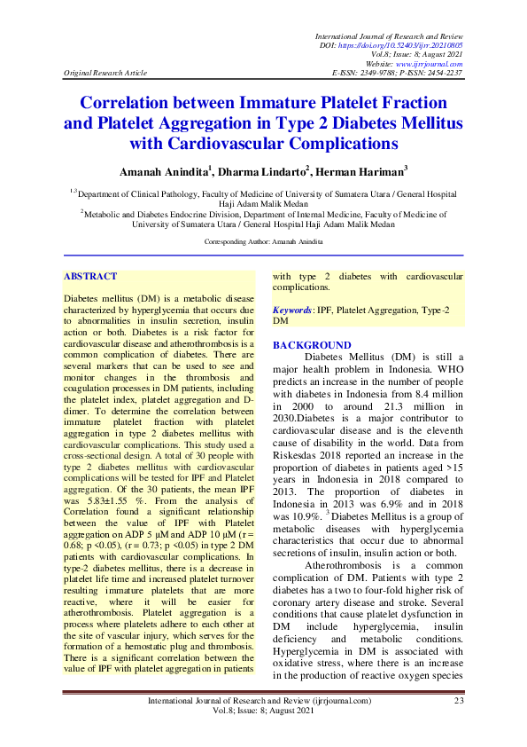 (PDF) Correlation between Immature Platelet Fraction and Platelet ...