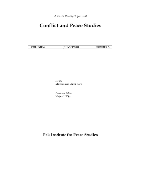 (PDF) Conflict and Peace Studies VOLUME 4 JUL-SEP 2011 NUMBER 3