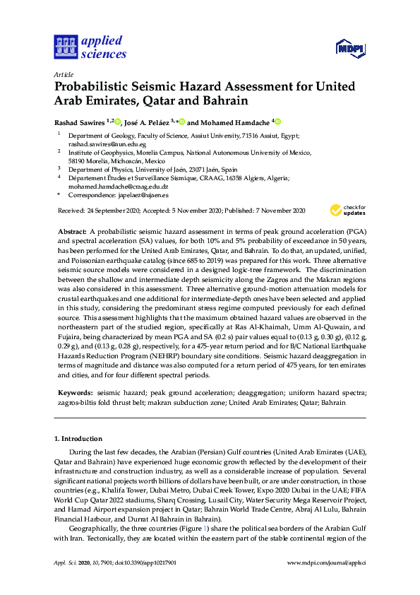 (PDF) Probabilistic Seismic Hazard Assessment for United Arab Emirates ...