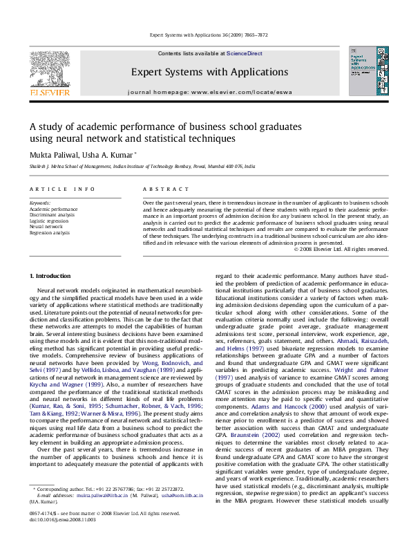 (PDF) A study of academic performance of business school graduates ...