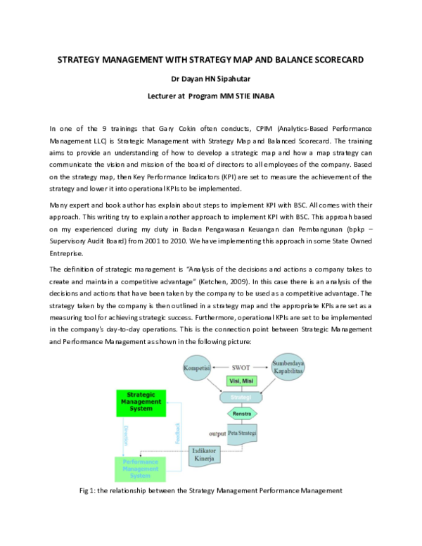 (PDF) STRATEGY MANAGEMENT WITH STRATEGY MAP AND BALANCE SCORECARD