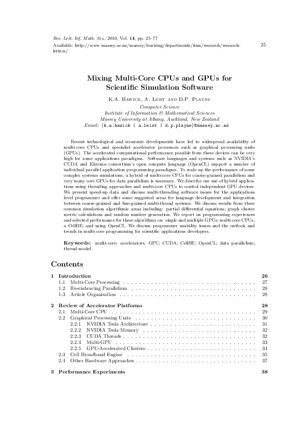 (PDF) Mixing multi-core CPUs and GPUs for scientific simulation software
