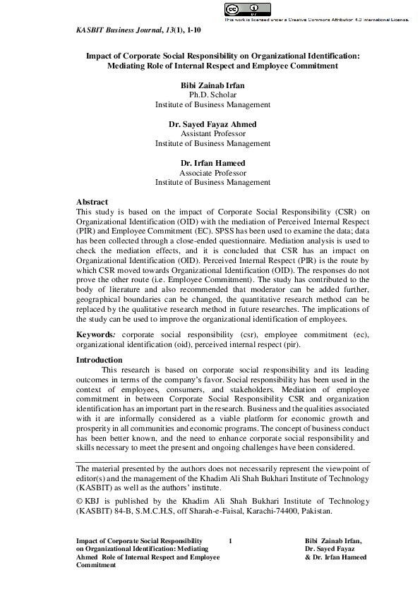 (PDF) Impact of Corporate Social Responsibility on Organizational ...