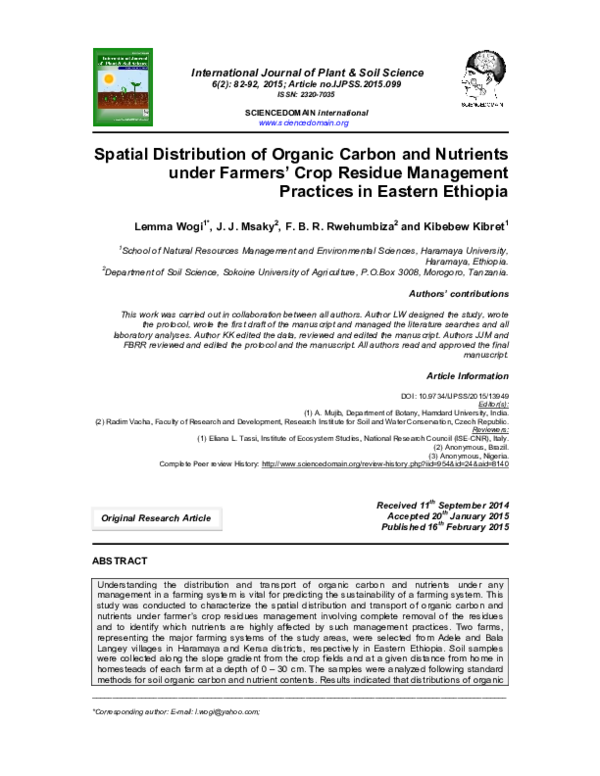 (PDF) Spatial Distribution of Organic Carbon and Nutrients under ...