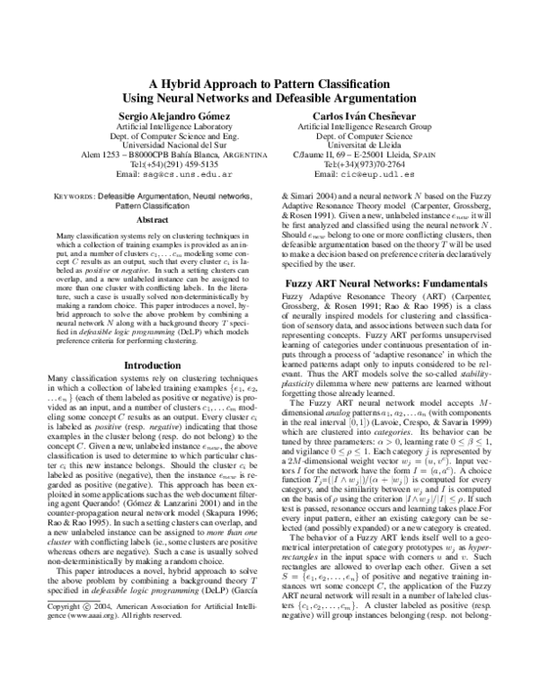(PDF) A hybrid approach to pattern classification using neural networks ...