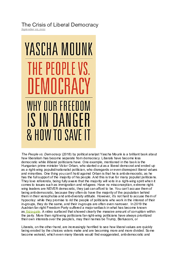 (DOC) The Crisis of Liberal Democracy