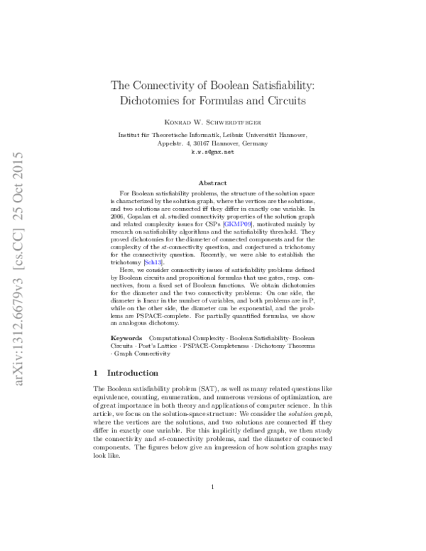 (PDF) The Connectivity of Boolean Satisfiability: Dichotomies for ...