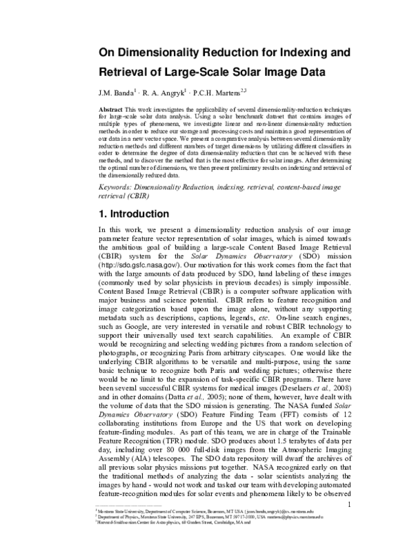 (PDF) On Dimensionality Reduction for Indexing and Retrieval of Large ...