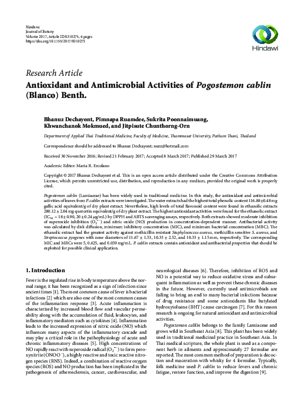 (PDF) Antioxidant and antimicrobial activities of polyphenols from ...
