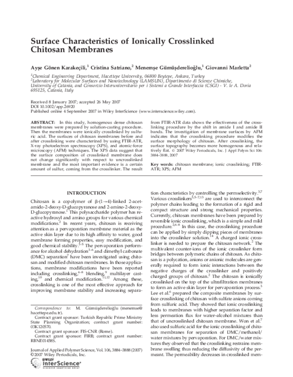 (PDF) Surface characteristics of ionically crosslinked chitosan membranes