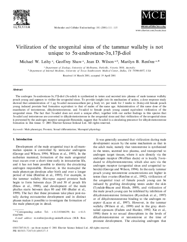 (PDF) Virilization of the urogenital sinus of the tammar wallaby is not ...