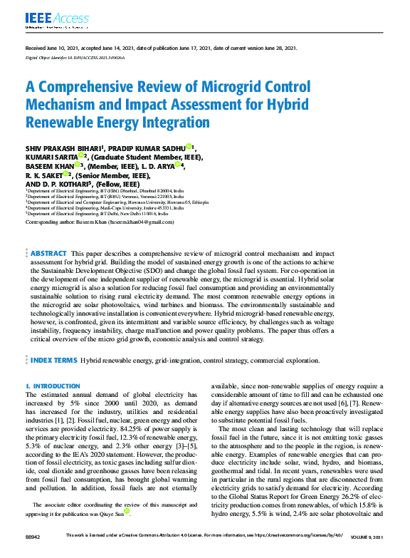 (PDF) A Comprehensive Review of Microgrid Control Mechanism and Impact ...