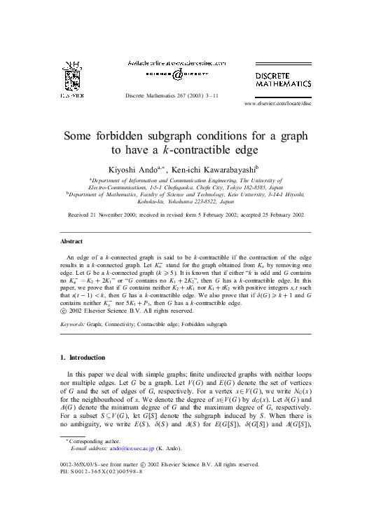 (PDF) Some forbidden subgraph conditions for a graph to have a k ...