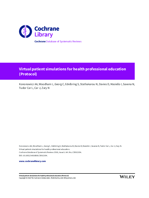 (PDF) Virtual patient simulations for health professional education