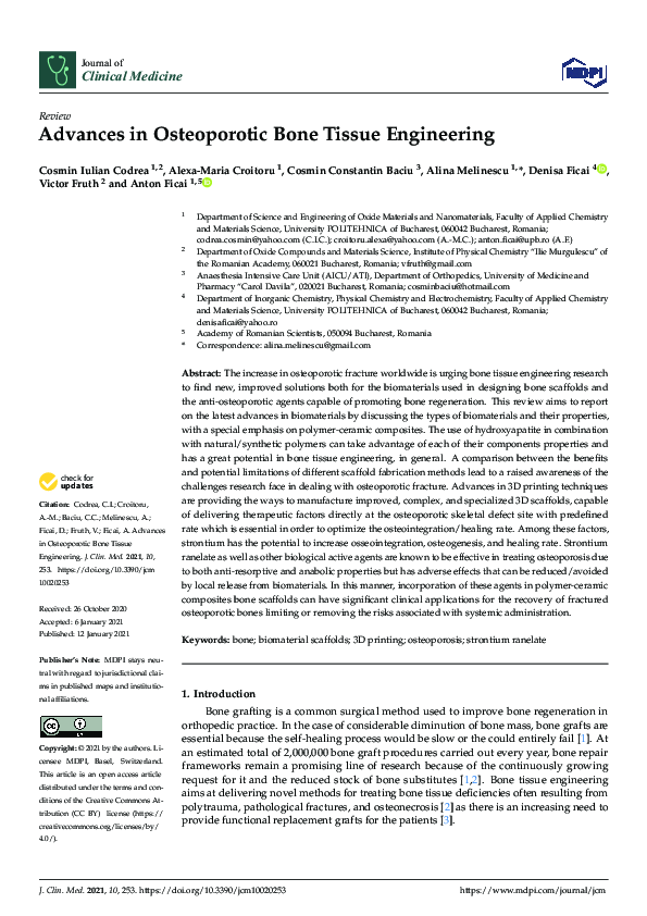 (PDF) Advances in Osteoporotic Bone Tissue Engineering