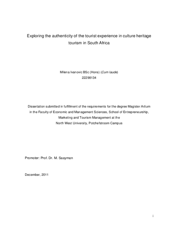 Pdf Exploring The Authenticity Of The Tourist Experience In Culture