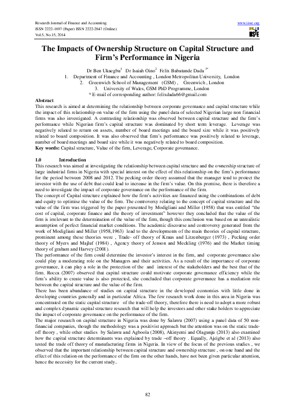 (PDF) The Impacts of Ownership Structure on Capital Structure and Firm ...