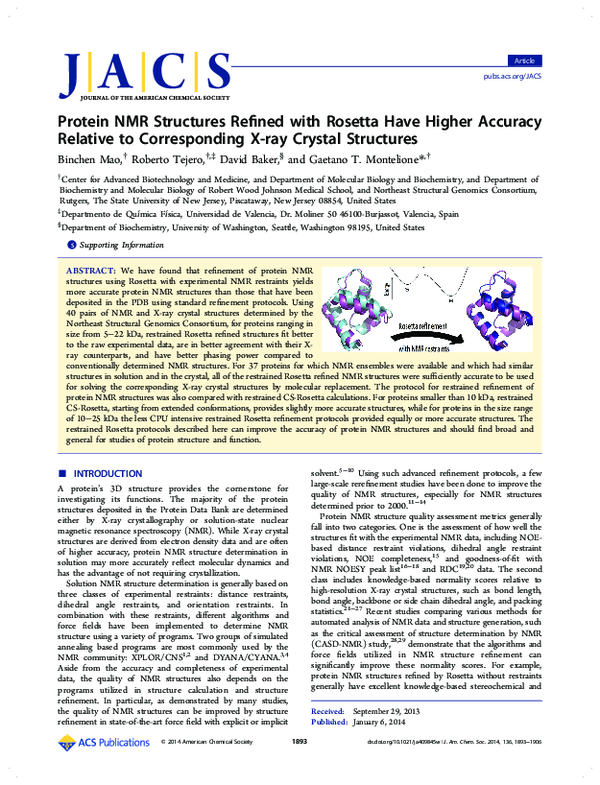 (PDF) Protein NMR Structures Refined with Rosetta Have Higher Accuracy ...