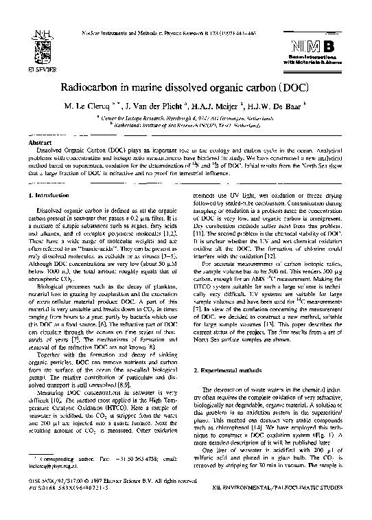 (PDF) Radiocarbon in marine dissolved organic carbon (DOC)