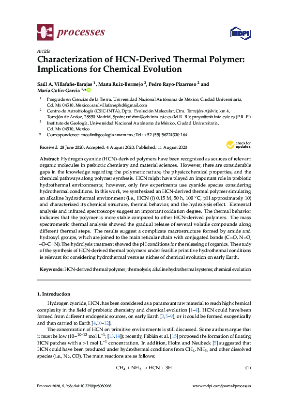 (PDF) Characterization of HCN-Derived Thermal Polymer: Implications for ...