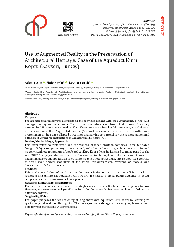 (PDF) Use of Augmented Reality in the Preservation of Architectural ...