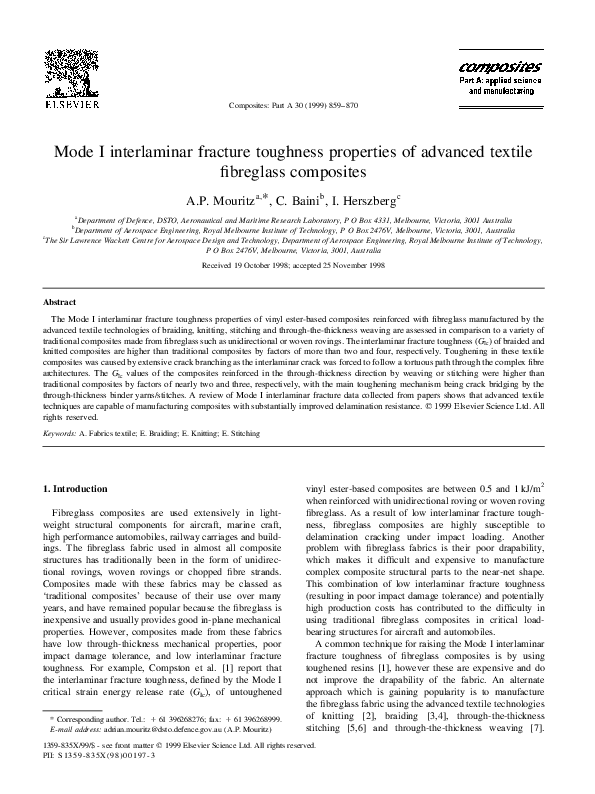 (PDF) Mode I interlaminar fracture toughness properties of advanced ...