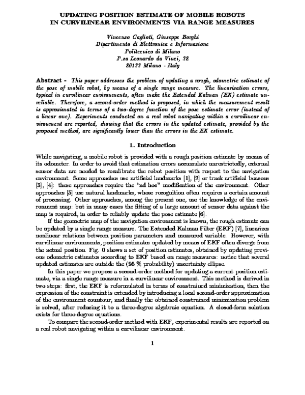 (PDF) Updating Position Estimate Of Mobile Robots In Curvilinear ...