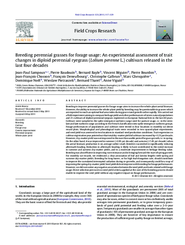 (PDF) Breeding perennial grasses for forage usage: An experimental ...